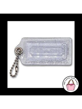 Rare 3.5" XL COACH POPPY Blue Glitter Plastic Fob Bag Charm Keychain Hang Tag